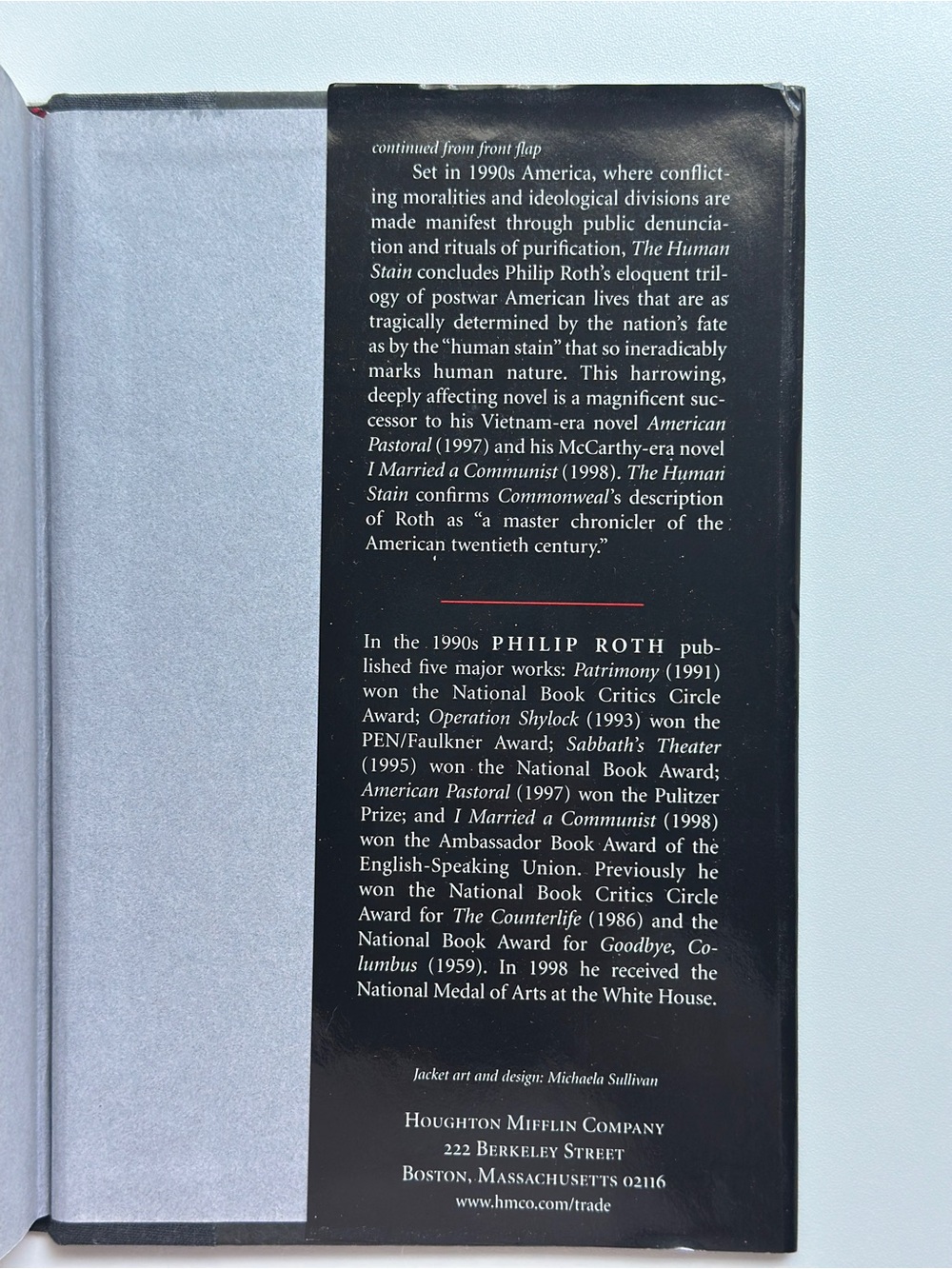 The Human Stain by Philip Roth | Psychological Fiction | Hardcover Book - Picture 4 of 10